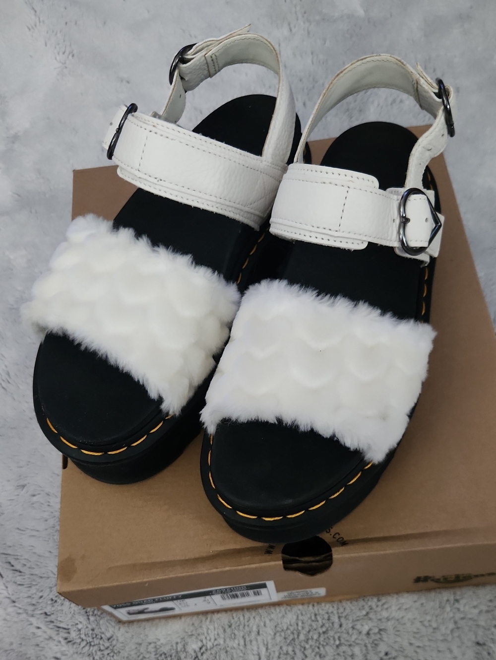 Dr. Martin Platform Fluffy Heart Sandals Journey's Exclisive